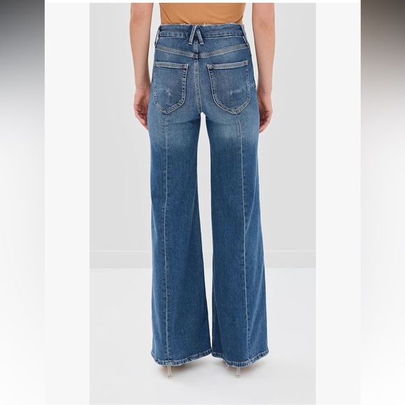 Good American Women's Good Waist Distressed Palazzo Jeans Size 28 Wide Leg - Picture 3 of 8